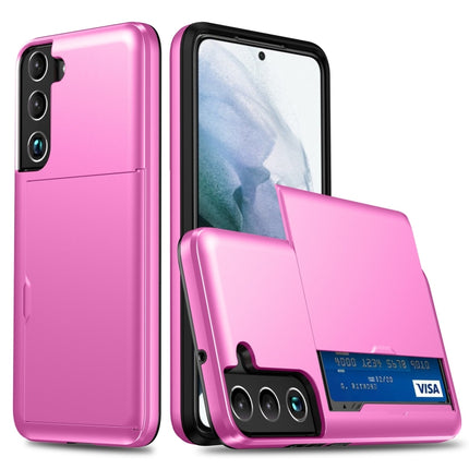 For Samsung Galaxy S22 5G Shockproof Armor Phone Case with Card Slot(Rose Red)-garmade.com