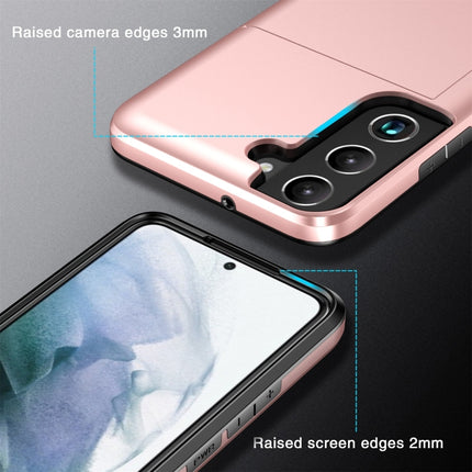 For Samsung Galaxy S22 5G Shockproof Armor Phone Case with Card Slot(Silver)-garmade.com