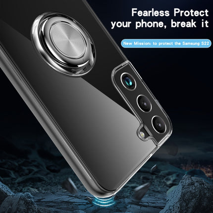 For Samsung Galaxy S22+ 5G Shockproof Matte Transparent TPU Phone Case with Ring Holder(Transparent Black)-garmade.com