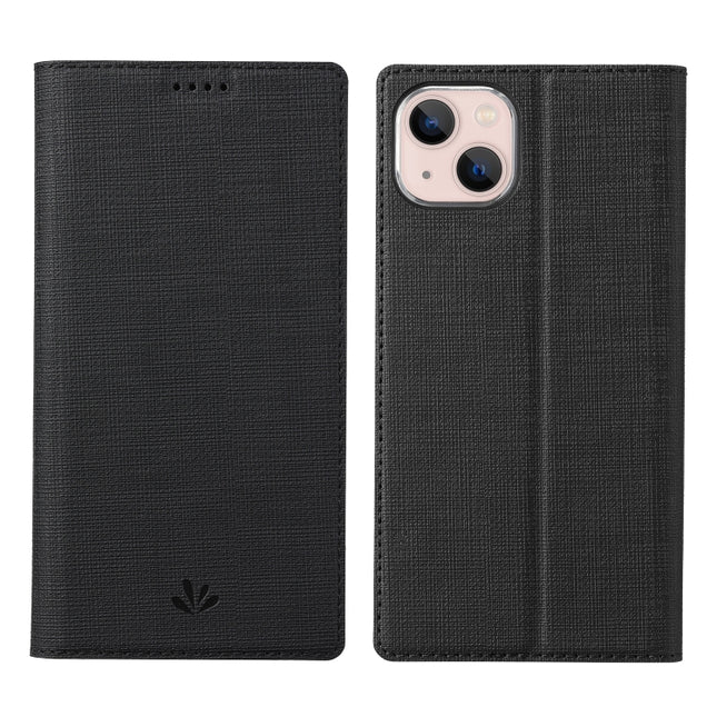 ViLi DMX Series Shockproof Magsafe Magnetic Horizontal Flip Leather Phone Case For iPhone 13(Black)-garmade.com
