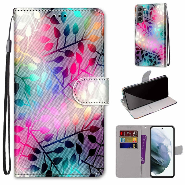 For Samsung Galaxy S22 5G Coloured Drawing Cross Texture Horizontal Flip Leather Phone Case with Holder & Card Slots & Wallet & Lanyard(Translucent Glass)-garmade.com