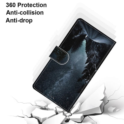 For Samsung Galaxy S22 5G Coloured Drawing Cross Texture Horizontal Flip Leather Phone Case with Holder & Card Slots & Wallet & Lanyard(Mountain Road Starry Sky)-garmade.com