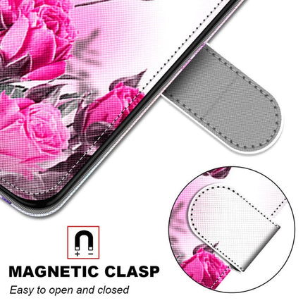 For Samsung Galaxy S22+ 5G Coloured Drawing Cross Texture Horizontal Flip Leather Phone Case with Holder & Card Slots & Wallet & Lanyard(Wild Rose)-garmade.com