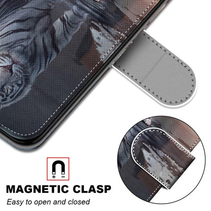 For Samsung Galaxy S22+ 5G Coloured Drawing Cross Texture Horizontal Flip Leather Phone Case with Holder & Card Slots & Wallet & Lanyard(Cat Becomes Tiger)-garmade.com