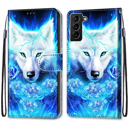 For Samsung Galaxy S22+ 5G Coloured Drawing Cross Texture Horizontal Flip Leather Phone Case with Holder & Card Slots & Wallet & Lanyard(Dick Rose Wolf)-garmade.com