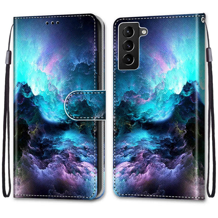 For Samsung Galaxy S22+ 5G Coloured Drawing Cross Texture Horizontal Flip Leather Phone Case with Holder & Card Slots & Wallet & Lanyard(Colorful Clouds)-garmade.com