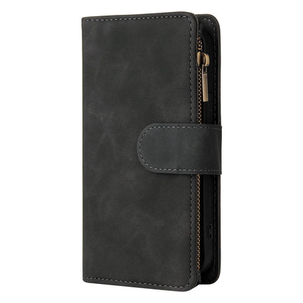 Multifunctional Phone Leather Case with Card Slot & Holder & Zipper Wallet & Photo Frame For iPhone 13 mini(Black)-garmade.com