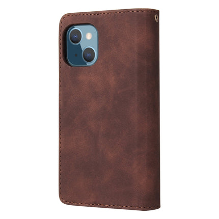 Multifunctional Phone Leather Case with Card Slot & Holder & Zipper Wallet & Photo Frame For iPhone 13(Coffee)-garmade.com