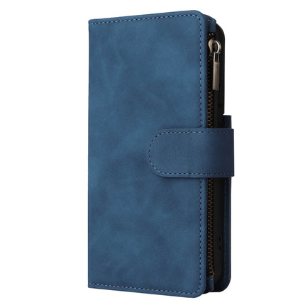 For Samsung Galaxy S22 5G Multifunctional Phone Leather Case with Card Slot & Holder & Zipper Wallet & Photo Frame(Blue)-garmade.com