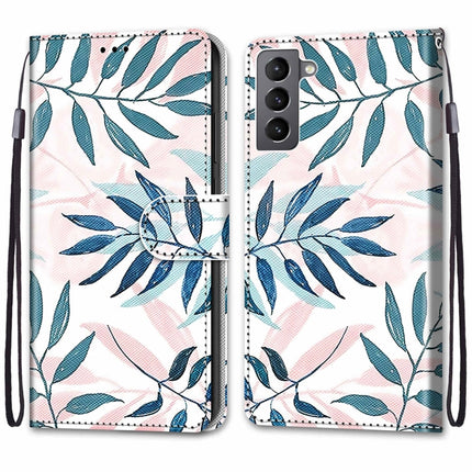 For Samsung Galaxy S22 5G Coloured Drawing Cross Texture Horizontal Flip PU Phone Leather Case with Holder & Card Slots & Wallet & Lanyard(Colorful Layer(Pink Green Needles)-garmade.com