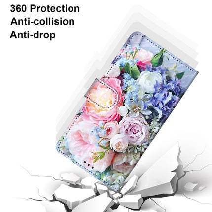 For Samsung Galaxy S22 5G Coloured Drawing Cross Texture Horizontal Flip PU Phone Leather Case with Holder & Card Slots & Wallet & Lanyard(Colorful Layer(Light Pink Bouquet)-garmade.com