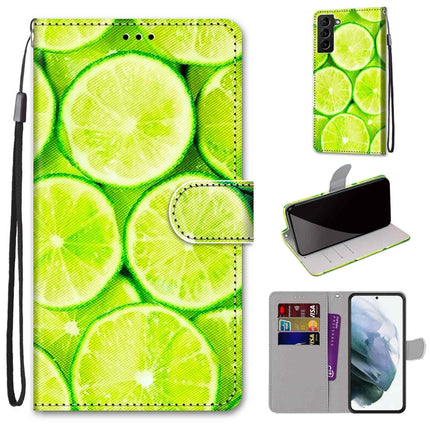 For Samsung Galaxy S22+ 5G Coloured Drawing Cross Texture Horizontal Flip PU Phone Leather Case with Holder & Card Slots & Wallet & Lanyard(Colorful Layer(Lime)-garmade.com