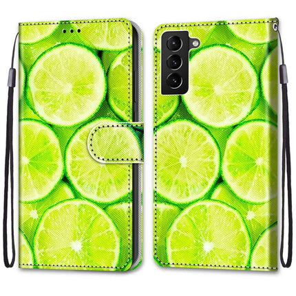 For Samsung Galaxy S22+ 5G Coloured Drawing Cross Texture Horizontal Flip PU Phone Leather Case with Holder & Card Slots & Wallet & Lanyard(Colorful Layer(Lime)-garmade.com