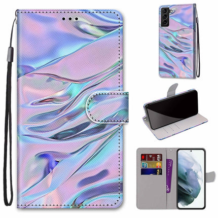 For Samsung Galaxy S22+ 5G Coloured Drawing Cross Texture Horizontal Flip PU Phone Leather Case with Holder & Card Slots & Wallet & Lanyard(Colorful Layer(Fluorescent Water Pattern)-garmade.com