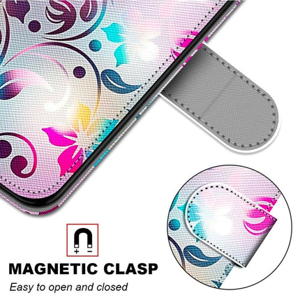 For Samsung Galaxy S22+ 5G Coloured Drawing Cross Texture Horizontal Flip PU Phone Leather Case with Holder & Card Slots & Wallet & Lanyard(Colorful Layer(Gradient Colorful Flower)-garmade.com
