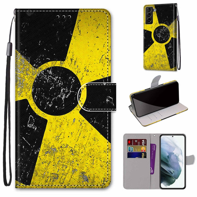 For Samsung Galaxy S22+ 5G Coloured Drawing Cross Texture Horizontal Flip PU Phone Leather Case with Holder & Card Slots & Wallet & Lanyard(Colorful Layer(Yellow and Black Signs)-garmade.com