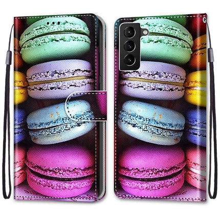 For Samsung Galaxy S22+ 5G Coloured Drawing Cross Texture Horizontal Flip PU Phone Leather Case with Holder & Card Slots & Wallet & Lanyard(Colorful Layer(Colorful Layer Cake)-garmade.com