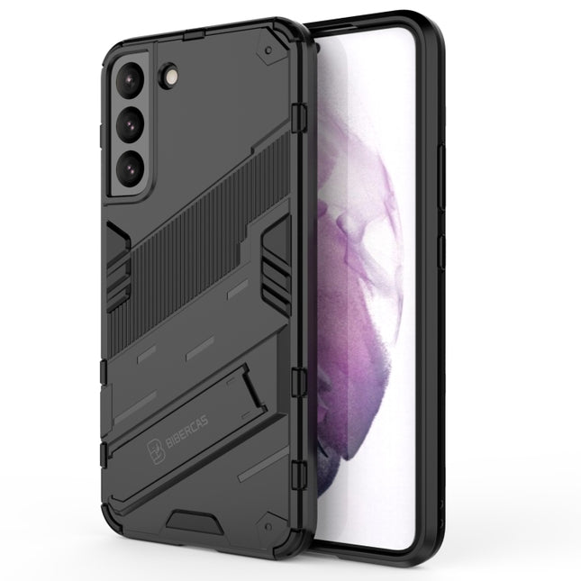 For Samsung Galaxy S22+ 5G Punk Armor 2 in 1 PC + TPU Shockproof Phone Case with Invisible Holder(Black)-garmade.com
