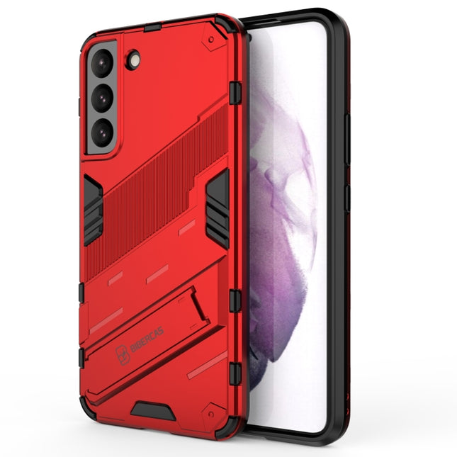 For Samsung Galaxy S22+ 5G Punk Armor 2 in 1 PC + TPU Shockproof Phone Case with Invisible Holder(Red)-garmade.com