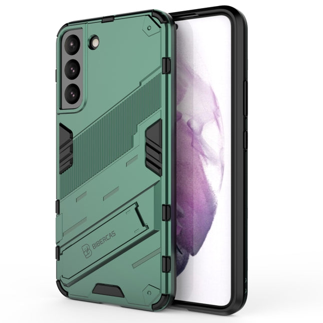 For Samsung Galaxy S22+ 5G Punk Armor 2 in 1 PC + TPU Shockproof Phone Case with Invisible Holder(Green)-garmade.com