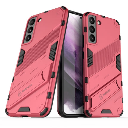 For Samsung Galaxy S22+ 5G Punk Armor 2 in 1 PC + TPU Shockproof Phone Case with Invisible Holder(Light Red)-garmade.com
