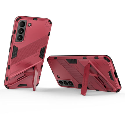 For Samsung Galaxy S22+ 5G Punk Armor 2 in 1 PC + TPU Shockproof Phone Case with Invisible Holder(Light Red)-garmade.com