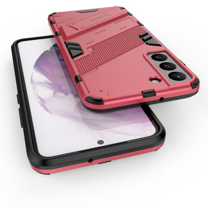 For Samsung Galaxy S22+ 5G Punk Armor 2 in 1 PC + TPU Shockproof Phone Case with Invisible Holder(Light Red)-garmade.com