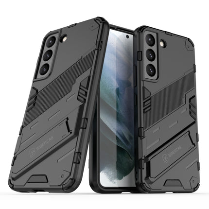 For Samsung Galaxy S22 5G Punk Armor 2 in 1 PC + TPU Shockproof Phone Case with Invisible Holder(Black)-garmade.com