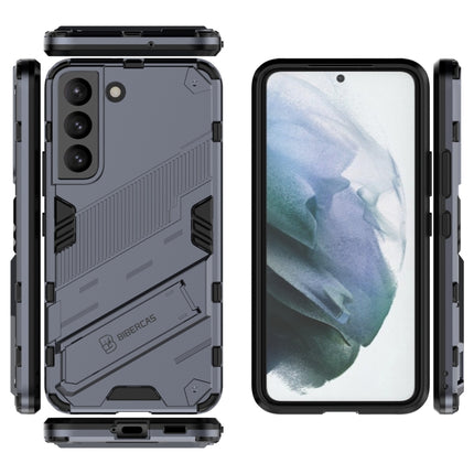 For Samsung Galaxy S22 5G Punk Armor 2 in 1 PC + TPU Shockproof Phone Case with Invisible Holder(Grey)-garmade.com