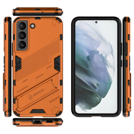 For Samsung Galaxy S22 5G Punk Armor 2 in 1 PC + TPU Shockproof Phone Case with Invisible Holder(Orange)-garmade.com