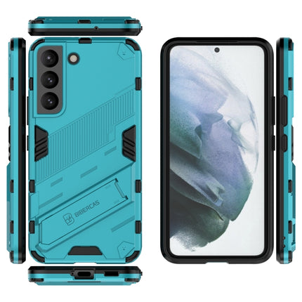 For Samsung Galaxy S22 5G Punk Armor 2 in 1 PC + TPU Shockproof Phone Case with Invisible Holder(Blue)-garmade.com