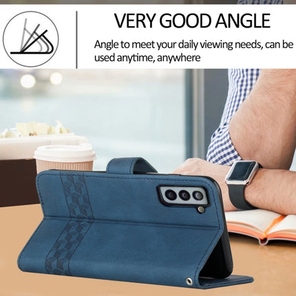 For Samsung Galaxy S22 5G Cubic Skin Feel Flip Leather Phone Case(Royal Blue)-garmade.com