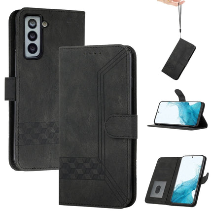 For Samsung Galaxy S22+ 5G Cubic Skin Feel Flip Leather Phone Case(Black)-garmade.com