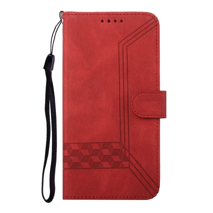 For Samsung Galaxy S22+ 5G Cubic Skin Feel Flip Leather Phone Case(Red)-garmade.com