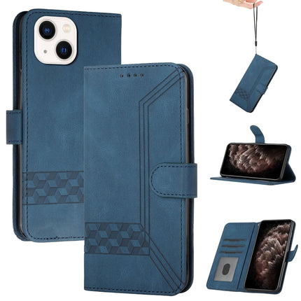 Cubic Skin Feel Flip Leather Phone Case For iPhone 13 mini(Blue)-garmade.com