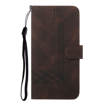 Cubic Skin Feel Flip Leather Phone Case For iPhone 13 mini(Brown)-garmade.com