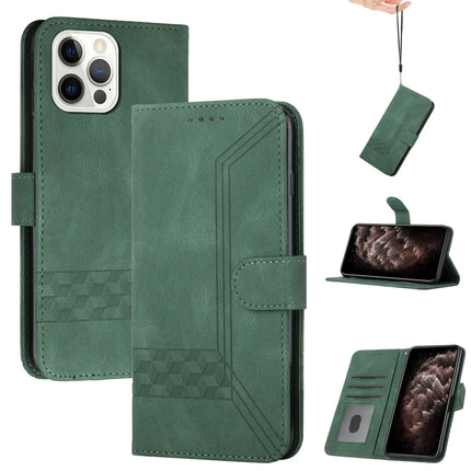 Cubic Skin Feel Flip Leather Phone Case For iPhone 13 Pro(Green)-garmade.com