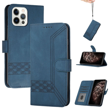 Cubic Skin Feel Flip Leather Phone Case For iPhone 13 Pro(Blue)-garmade.com