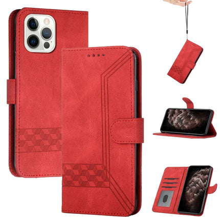 Cubic Skin Feel Flip Leather Phone Case For iPhone 13 Pro(Red)-garmade.com