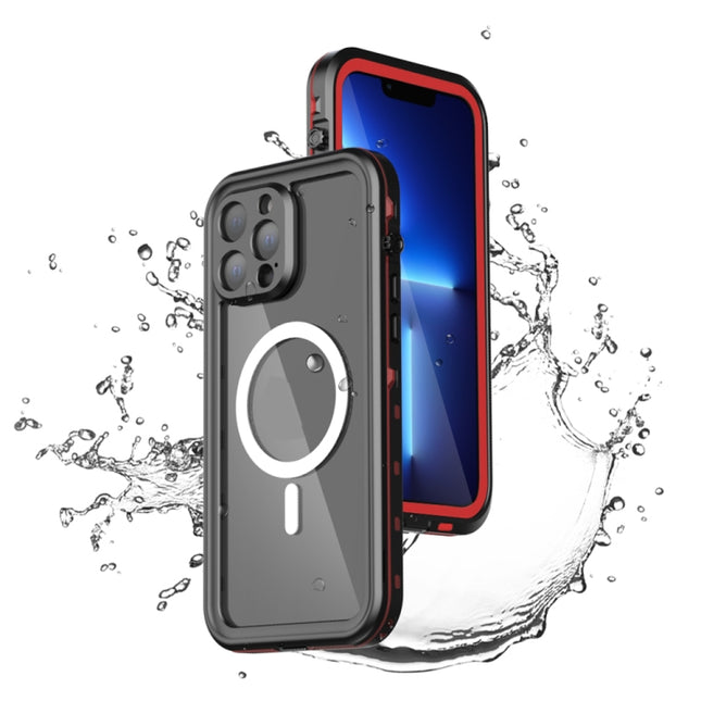 PC + TPU + PET Shockproof Magsafe Waterproof Phone Case For iPhone 13 Pro(Red)-garmade.com