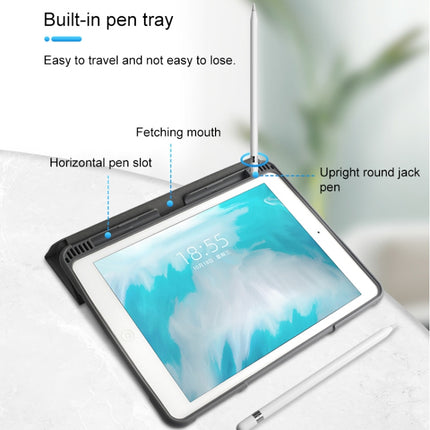 For iPad 10.2 Mutural Horizontal Flip PC + TPU + PU Leather Case with Holder & Pen Slot(Blue)-garmade.com