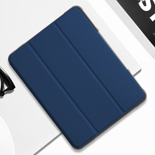 For iPad Pro 10.5 Mutural Horizontal Flip PC + TPU + PU Leather Case with Holder & Pen Slot(Blue)-garmade.com
