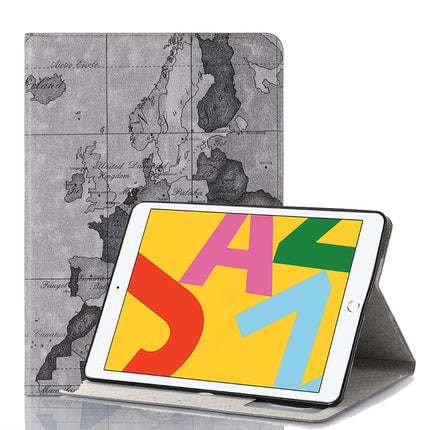 For iPad 10.2 / 10.5 Map Texture Horizontal Flip Leather Case with Holder & Card Slots & Wallet, Random Texture Delivery(Grey)-garmade.com