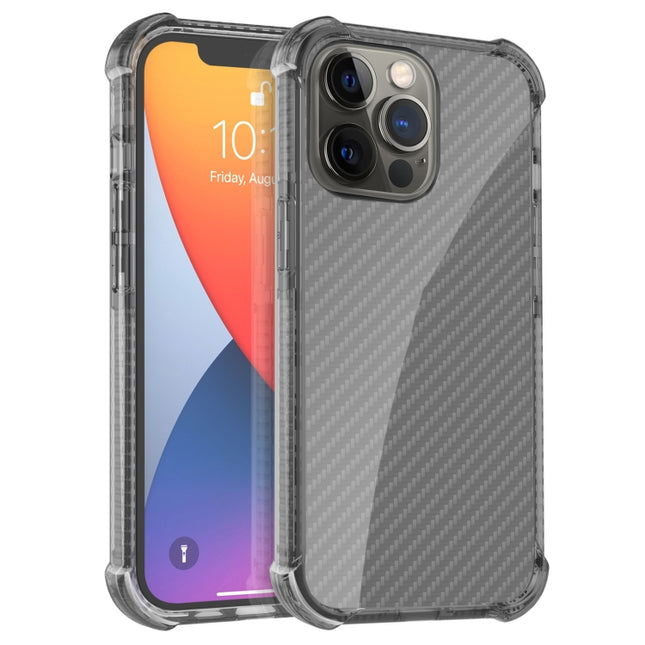 Carbon Fiber Texture Four-corner Shockproof Phone Case For iPhone 13 Pro(Black)-garmade.com