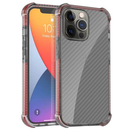 Carbon Fiber Texture Four-corner Shockproof Phone Case For iPhone 13 Pro(Red)-garmade.com