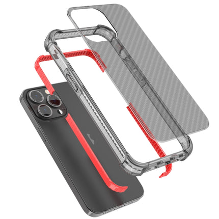 Carbon Fiber Texture Four-corner Shockproof Phone Case For iPhone 13 Pro(Red)-garmade.com