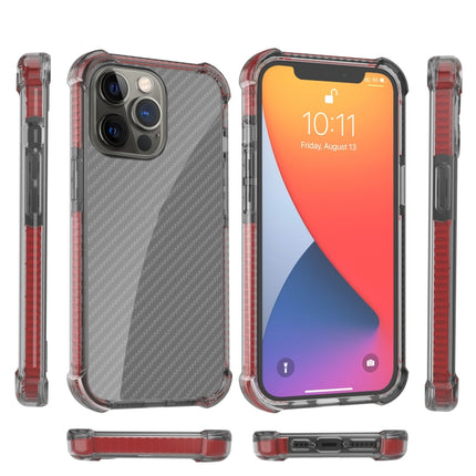 Carbon Fiber Texture Four-corner Shockproof Phone Case For iPhone 13 Pro(Red)-garmade.com