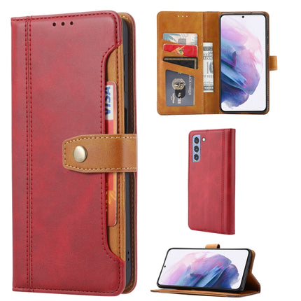 For Samsung Galaxy S22 5G Calf Texture Double Fold Leather Phone Case(Red)-garmade.com