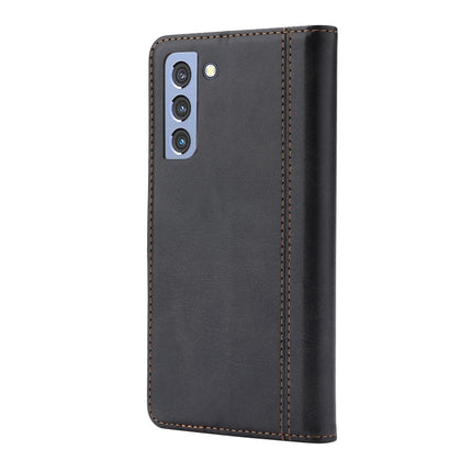 For Samsung Galaxy S22+ 5G Calf Texture Double Fold Leather Phone Case(Black)-garmade.com