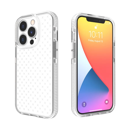 Grid Pattern Shockproof Transparent TPU Phone Case For iPhone 13 Pro(White)-garmade.com